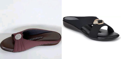 hunyza footwear Women Flats(Black, Brown , 9)