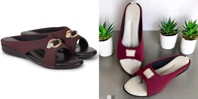 hunyza footwear Women Flats(Brown, Maroon , 5)