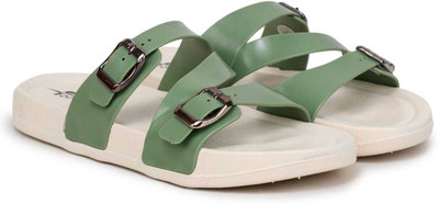 Footox Women Flip Flops(Green , 8)