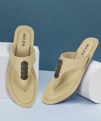 Paragon K6015L Women Sandals Stylish Comfortable Durable Dailywear Easy Slip On Flats Women Flats(Beige , 4)