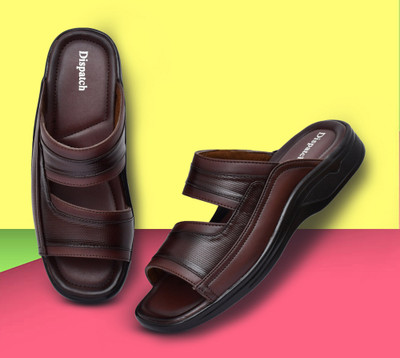 Dispatch Leather Slipper |Men Sandel For Men|Ethnic Sandals |Comfortable Men Casual(Brown , 11)