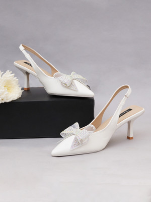 SHERRIF Women Heels(White , 3)