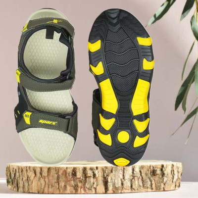 Sparx SS 485 Men Sports Sandals(Olive, Yellow , 7)