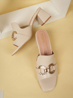 MOZAFIA Women Heels(Off White , 8)