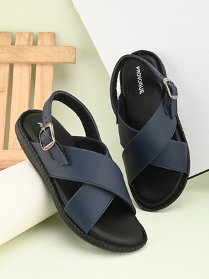 PROVOGUE Men Sandals(Blue, Black , 6)