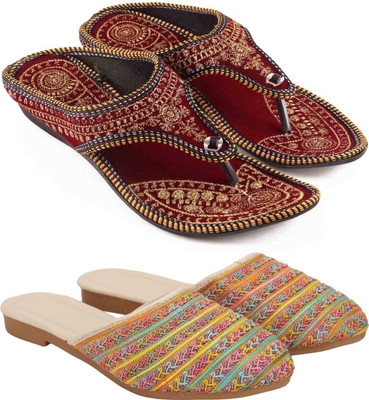 RTC ROYAL TRADING COMPANY Women Flats(Red, Multicolor , 8)