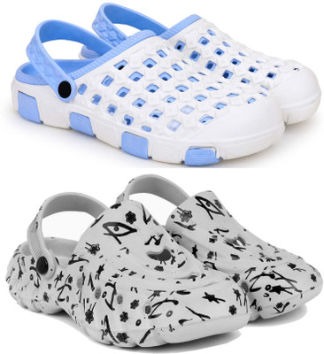 Kapani Fashion Men Clogs(Blue, Grey , 8)