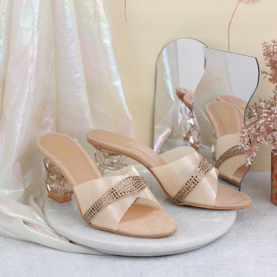 MOCHI Women Heels(Beige , 6)