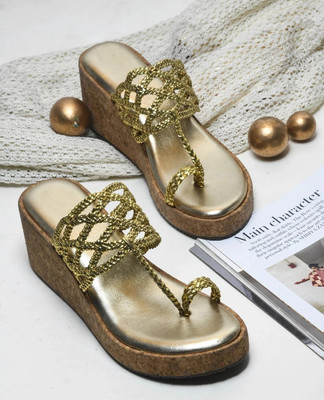 TRYME Women Heels(Gold , 4)