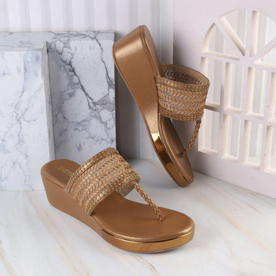 METRO Women Heels(Gold , 4)