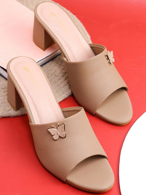 TRASE Women Heels(Beige , 4)