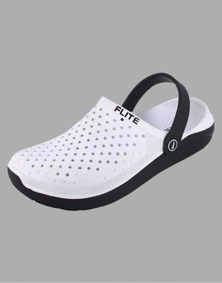 FLITE Men Clogs(Black, White , 6)