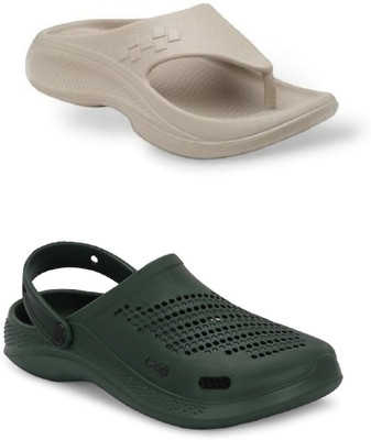 DEFLOW Men Sandals(Olive, Beige , 6)