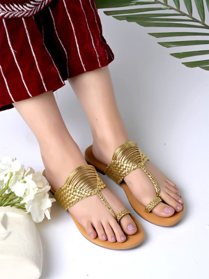 SHOETOPIA Women Flats(Gold , 6)