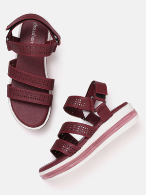 Dressberry Women Heels(Burgundy , 5)