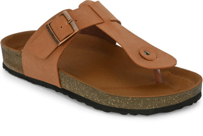 UNDERROUTE Stylish Dual Strap Buckle Design Men Sandals(Tan , 8)