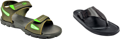 Classica Men Sandals(Olive, Black , 8)