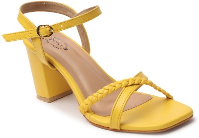 SIRDENILL Women Heels(Yellow , 7)