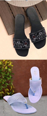 HunarPaon Women Flats(Black, Purple , 4)