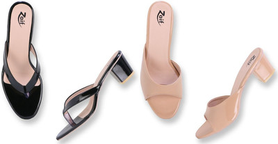 Zaif Women Heels(Black, Beige , 8)