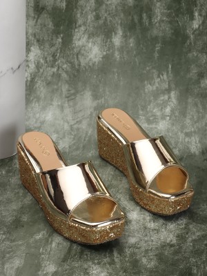 ICONICS Women Wedges(Gold , 5)