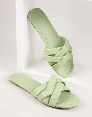 house of common Women Flats(Green , 4)