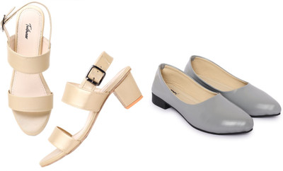 Todhwear Women Heels(Grey, Gold , 5)