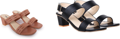 Todhwear Women Sandals(Pink, Black , 4)