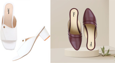 Todhwear Women Heels(White, Maroon , 8)