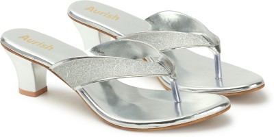 aurish Women Heels(Silver , 3)