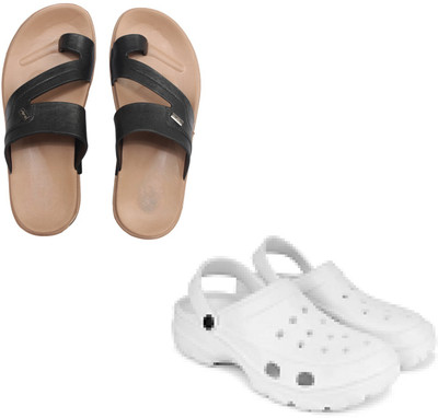 Vomoya Men Sandals(Black, White , 9)