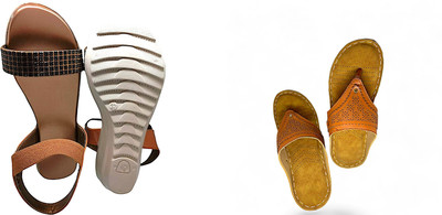 PMS Women Wedges(Brown, Beige , 7)