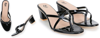 Zaif Women Heels(Black, Black , 8)