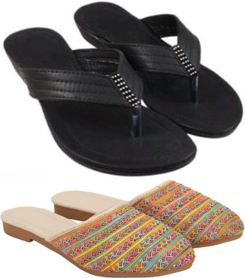 RTC ROYAL TRADING COMPANY Women Flats(Black, Multicolor , 5)