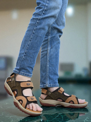house of common Men Sandals(Tan , 10)