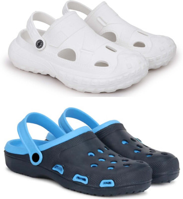 KAPYANSH Men Combo Pack of 2, Ultra cushion, Flipflops, Slipper, Slides, Sandal, Clogs Men Casual(White, Blue , 6)