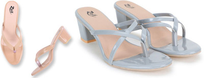 Zaif Women Heels(Beige, Grey , 6)