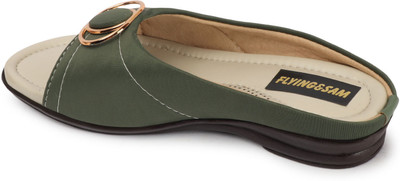 FLYING&SAM Women Flats(Green , 7)