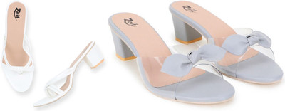 Zaif Women Heels(White, Grey , 7)