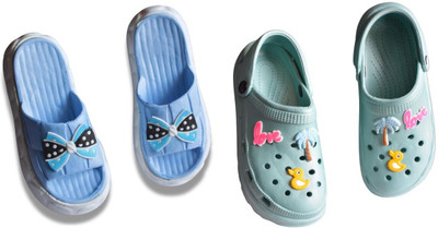 footpedia Women Wedges(Pink, Blue , 3)