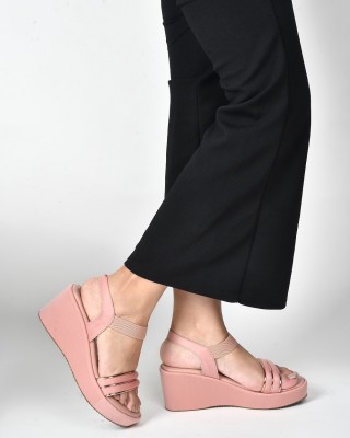 Hitway Girls Slip-on Wedges(Pink , 18yr And Above)