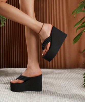 Gloglamp Women Wedges(Black , 4)