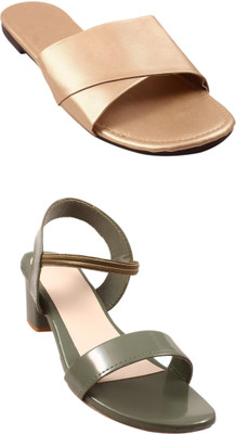 Goraiya Women Flats(Gold, Green , 6)