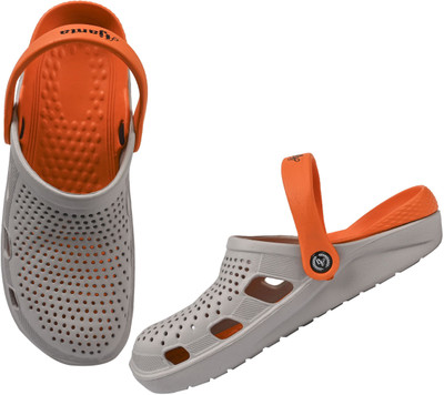 AJANTA Men Clogs(Grey, Orange , 7)