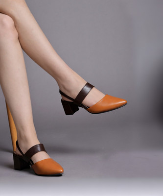 SHOETOPIA Women Heels(Tan, Brown , 7)