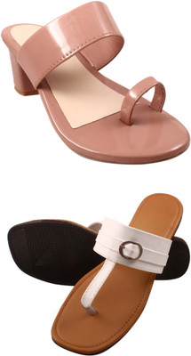 Goraiya Women Flats(Pink, Tan , 6)