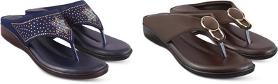 hunyza footwear Women Flats(Brown, Blue , 9)