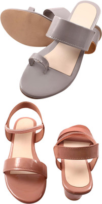 Goraiya Women Flats(Grey, Pink , 5)