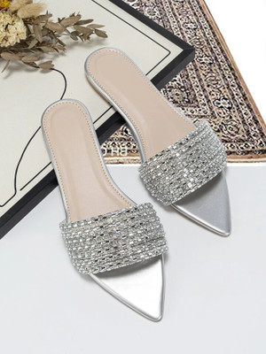 Zoyci Women Flats(Silver , 4)