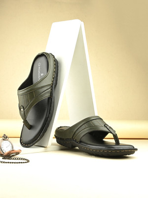 Roadster Stylish Dual Strap Buckle Design Men Sandals(Olive , 10)